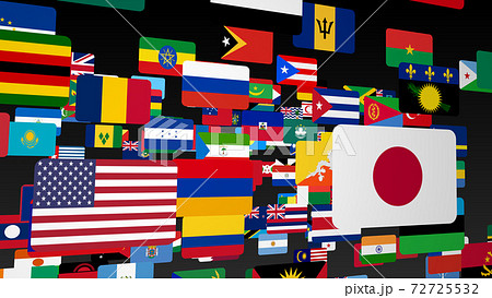 ランダムに配置した世界各国の国旗 Png 透過性のイラスト素材