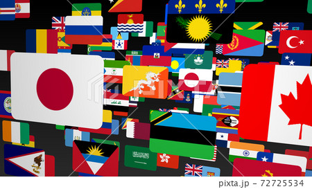 ランダムに配置した世界各国の国旗 Png 透過性のイラスト素材