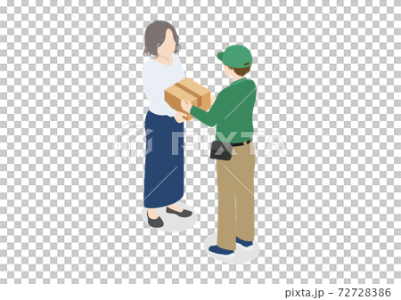 宅配便を受け取る女性のイラスト素材 72728386