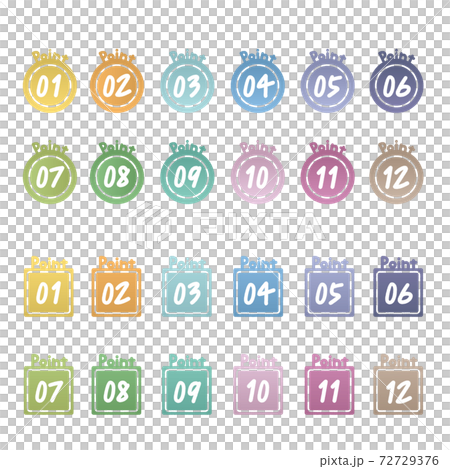 Point and number icon set 1-12 - Stock Illustration [72729376] - PIXTA
