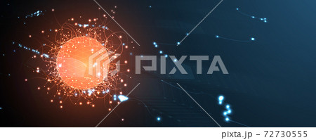 Quantum processing. Deep learning artificial intelligence. Future new technology  for business or science presentation 72730555