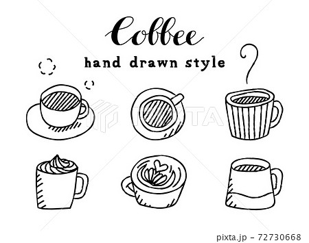 Hand Painted Coffee Illustration Set Mug Stock Illustration