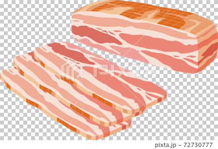 ベーコンのブロックとスライスのイラスト素材 ベーコンのブロックとスライスのイラスト素材