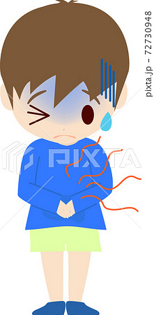 腹痛で辛そうな可愛い男の子供のイラスト 72730948