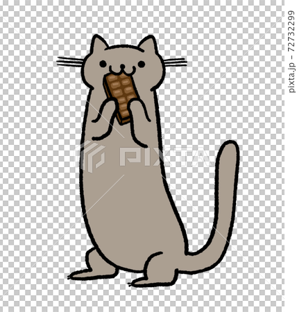 一隻貓吃巧克力棒的插圖 72732299