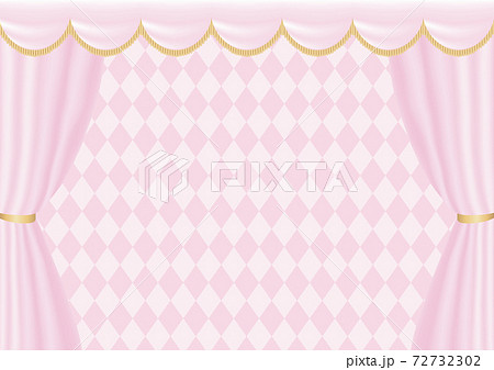 バレンタインデー ホワイトデー 幕 ステージ パステルカラー 背景 イラスト素材のイラスト素材