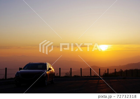 ドライブイメージ 八幡平アスピーテラインから見た夕焼け ドライブイメージ 八幡平アスピーテラインから見た夕焼け 72732318