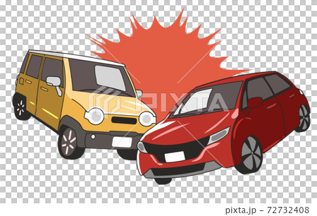 衝突する軽自動車と普通自動車 衝突する軽自動車と普通自動車 72732408