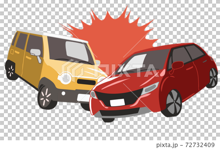 衝突する軽自動車と普通自動車(線無し) 衝突する軽自動車と普通自動車(線無し) 72732409