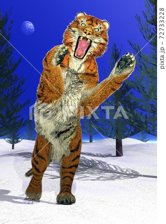 Tiger attacking - 3D render 72733228