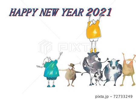 年賀素材　丑年 72733249