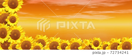 Red ocean and sunflowers Red ocean and sunflowers 72734241