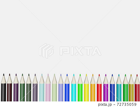 並んだ可愛いカラフルな色鉛筆のイラスト素材