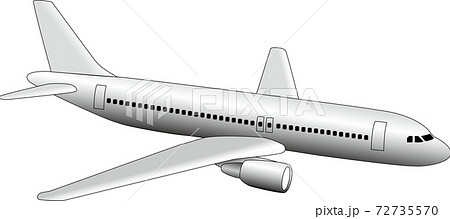 白い背景に白い飛行機のイラスト素材