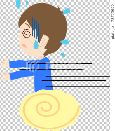 Illustration of a cute boy who is frightened and runs away 72735690