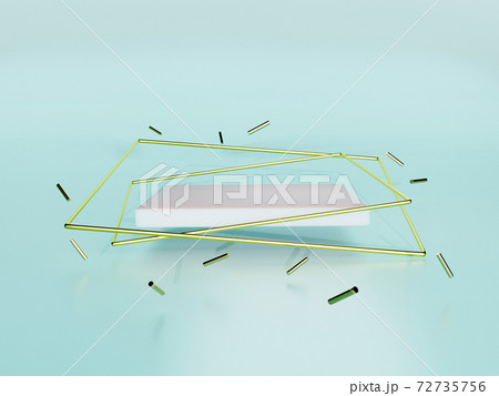 Abstract geometric podium background, mock-up, blank minimalistic empty showcase template, art deco shop display, pastel colors. 3d render. 72735756