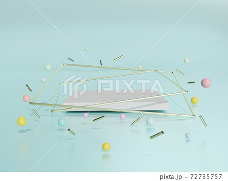 Abstract geometric podium background, mock-up, blank minimalistic empty showcase template, art deco shop display, pastel colors. 3d render. Abstract geometric podium background, mock-up, blank minimalistic empty showcase template, art deco shop display, pastel colors. 3d render. 72735757