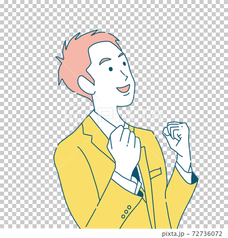 ガッツポーズをするスーツ姿の男性の3色カラーイラスト素材のイラスト素材