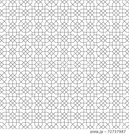 Background seamless pattern based on traditional islamic art.Black color.Fine lines. 72737987