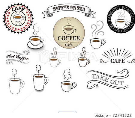 カフェ コーヒー 旗 看板 ヴィンテージのイラスト素材
