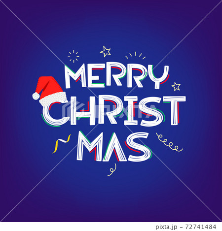 Merry Christmas vector banner with Santas hat Merry Christmas vector banner with Santas hat 72741484