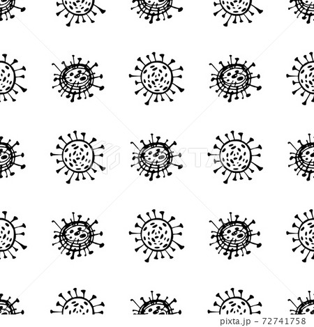 Seamless pattern of coronavirus microbes....のイラスト素材 [72741758] - PIXTA