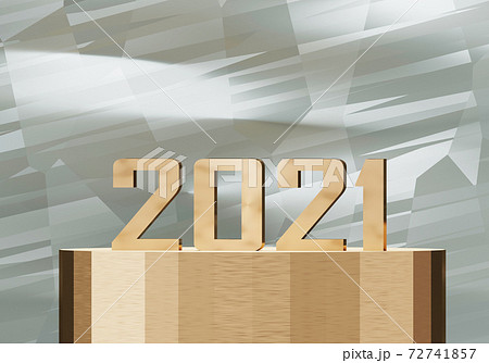 bronze metal cylinder stand with number 2021, new year concept, 3d render bronze metal cylinder stand with number 2021, new year concept, 3d render 72741857