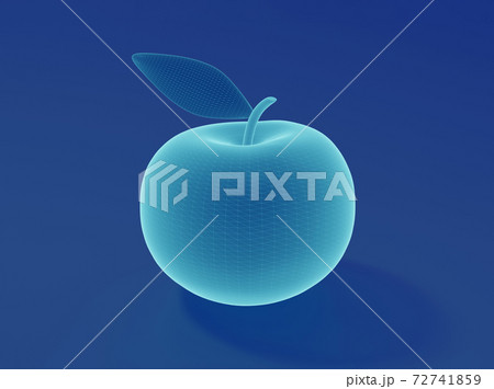 Mesh high tech apple on blue background, digital apple, 3d render Mesh high tech apple on blue background, digital apple, 3d render 72741859