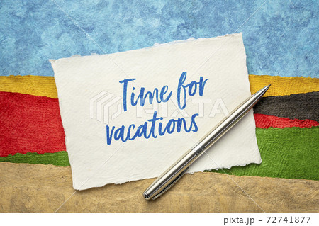 time for vacations on handmade paper 72741877