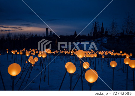 New year eve in Moscow. Festive illumination in the capital of Russia. New year eve in Moscow. Festive illumination in the capital of Russia. 72742089