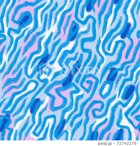 Abstract motif with labyrinth of tangled hand drawn lines.  Psychedelic graffiti seamless pattern. Organic biology shapes. Textile and fabric fashion design. 72742270