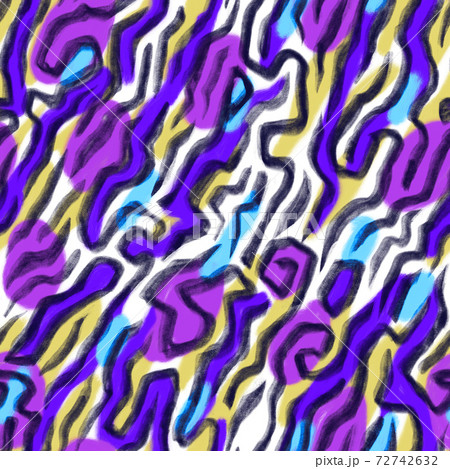 Abstract motif with labyrinth of tangled hand drawn lines.  Psychedelic graffiti seamless pattern. Organic biology shapes. Textile and fabric fashion design. 72742632