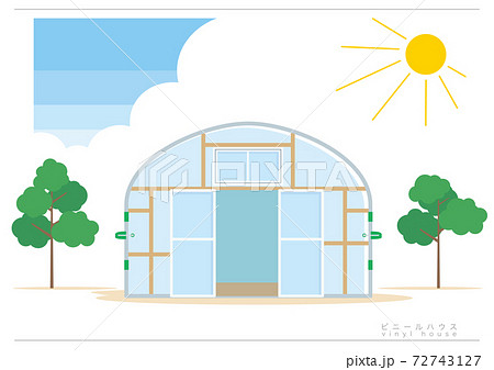 入り口の空いているビニールハウスaのイラスト素材