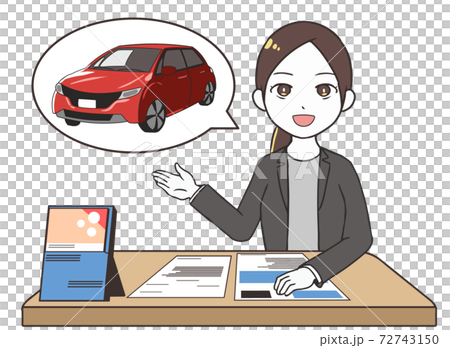 見積もりの相談を受ける 普通車 女性のイラスト素材