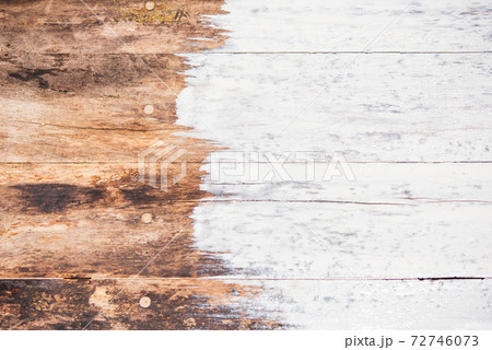 paintbrush decorating or painting old wood brown color to white color paintbrush decorating or painting old wood brown color to white color 72746073