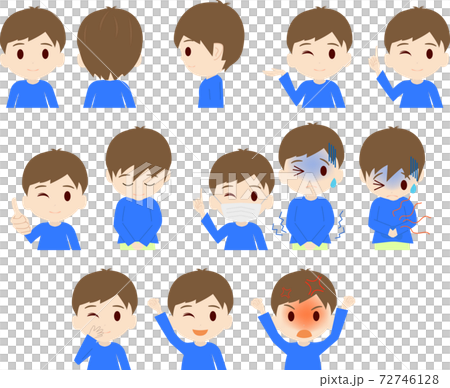 可愛い男の子供の上半身イラストセットのイラスト素材