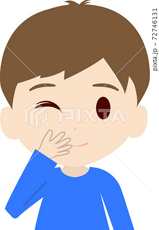 笑う可愛い男の子供の上半身イラストのイラスト素材