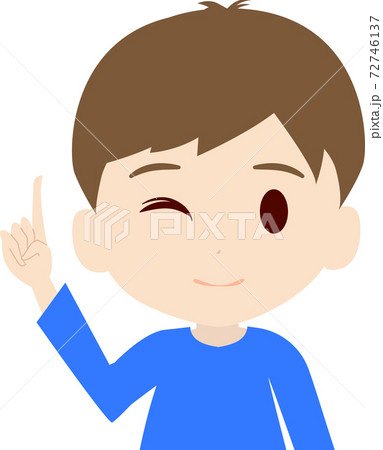 指差しをする可愛い男の子供の上半身イラストのイラスト素材