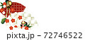 梅の花ときれいな扇のイラストバナー素材 72746522