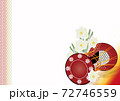 鼓と水仙の花のイラスト背景素材 72746559