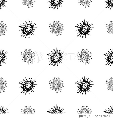 Seamless pattern of coronavirus microbes....のイラスト素材 [72747021] - PIXTA
