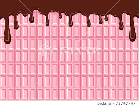 チョコレートが垂れている背景 イチゴチョコのイラスト素材