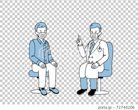 Internal medicine orthopedics male patient explaining doctor mask Internal medicine orthopedics male patient explaining doctor mask 72748206