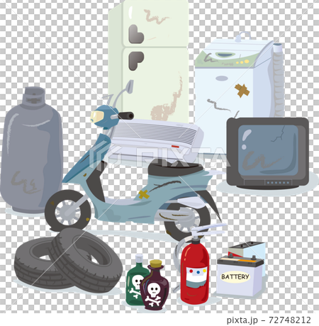 廃棄に困るゴミのイラストセット 72748212