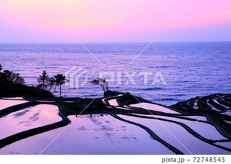 白米千枚田の夕景 72748543