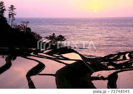 白米千枚田の夕景 72748545