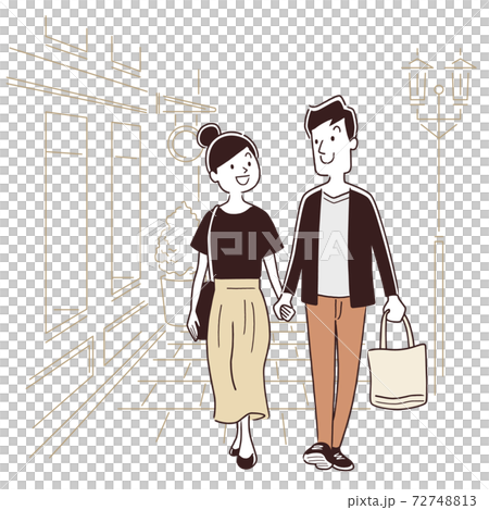 ベクターイラスト素材:夫婦、カップルで買い物 ベクターイラスト素材:夫婦、カップルで買い物 72748813