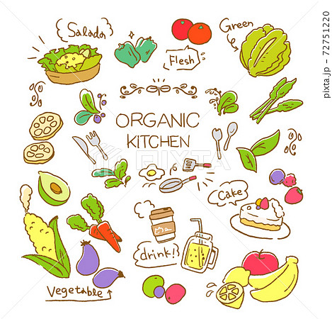 オーガニック食品の手書き素材のイラスト素材