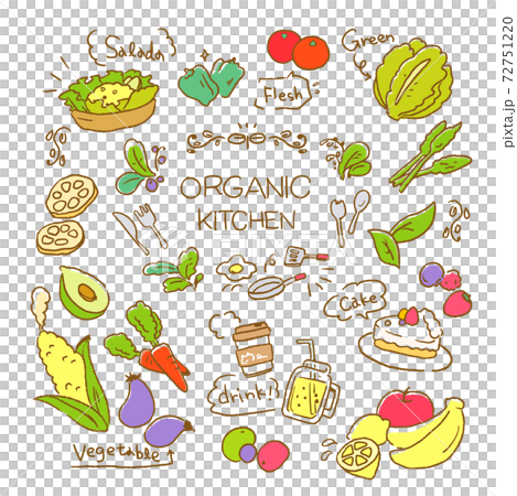 オーガニック食品の手書き素材のイラスト素材