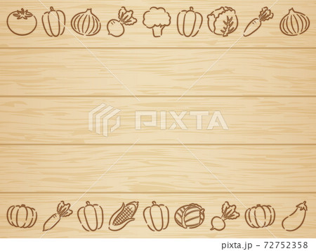 野菜の模様の木の板の背景のイラスト素材
